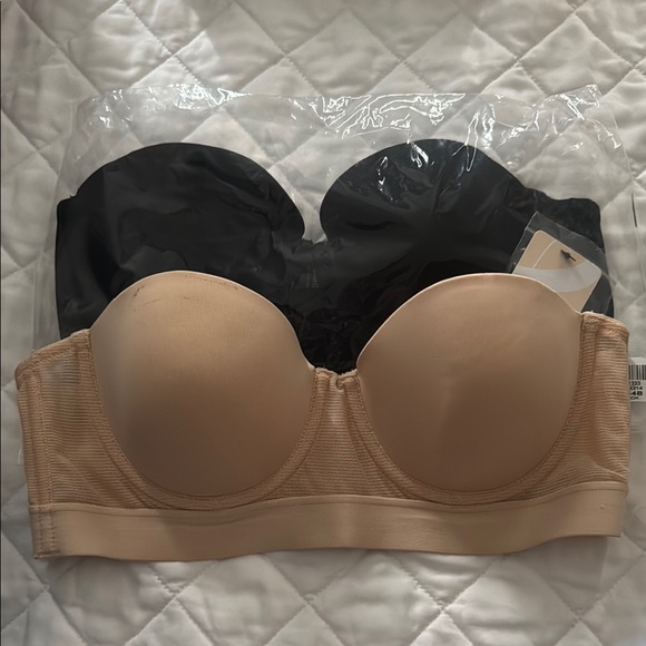 Lively Black and Tan Strapless Bra Set - Picture 1 of 4